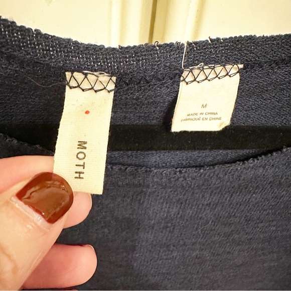 Anthropologie Moth Women’s Navy Sweater Pockets Pullover Midi Dress Long Sleeve - Picture 4 of 10